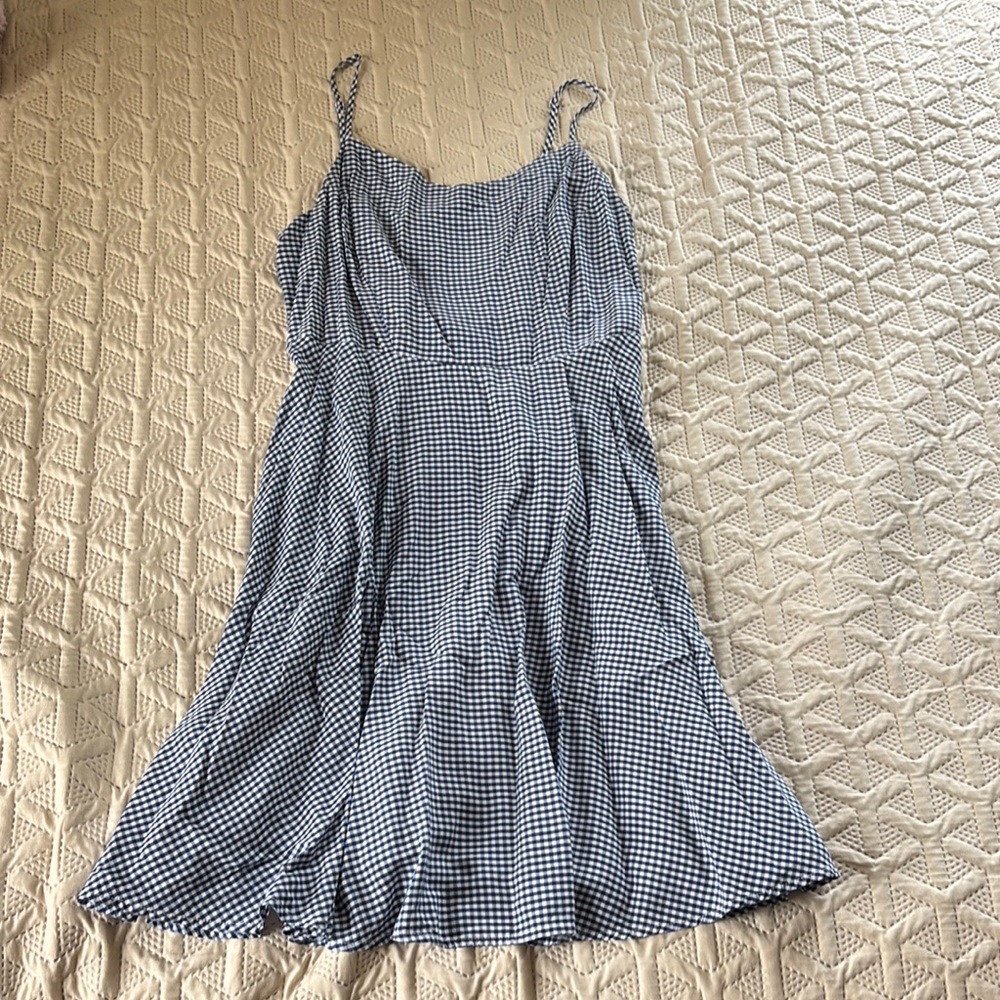 Old Navy Blue and White Checkered Midi Dress